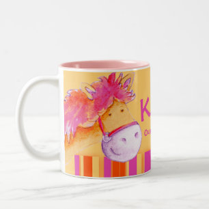 Tasse 2 Couleurs Le cavalier rose de cheval de champion de poney