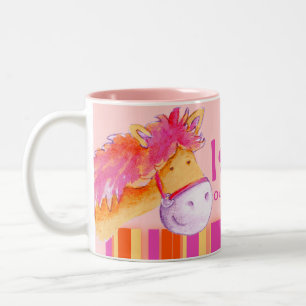 Tasse 2 Couleurs Le cavalier rose de cheval de champion de poney