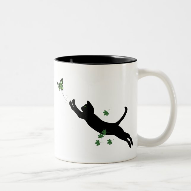Tasse 2 Couleurs Le chat et le papillon (Droit)