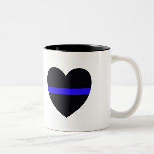 Tasse 2 Couleurs Le coeur de police amincissent Blue Line