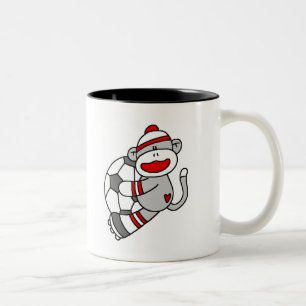 Tasse 2 Couleurs Le football de singe de chaussette