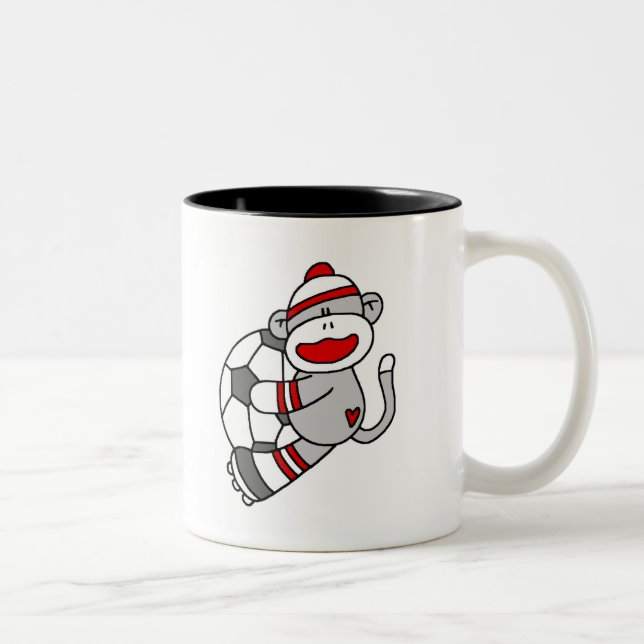 Tasse 2 Couleurs Le football de singe de chaussette (Droit)