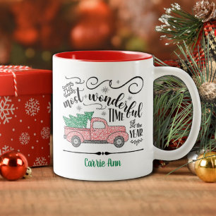 Tasse 2 Couleurs Le meilleur moment de l'année Camion rouge Noël