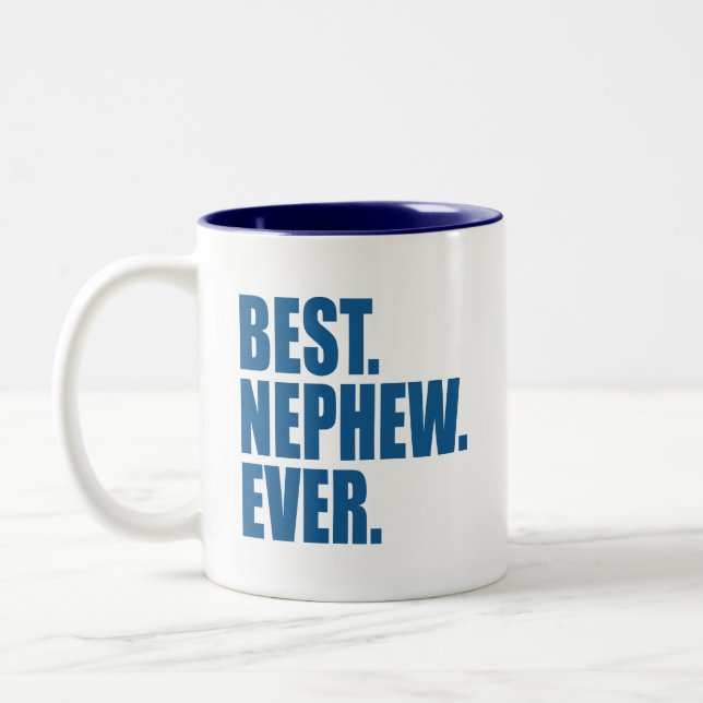 Tasse 2 Couleurs Le meilleur. Nephew. Jamais. (bleu) (Gauche)