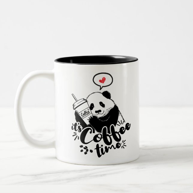Tasse 2 Couleurs Le panda aime le café (Gauche)