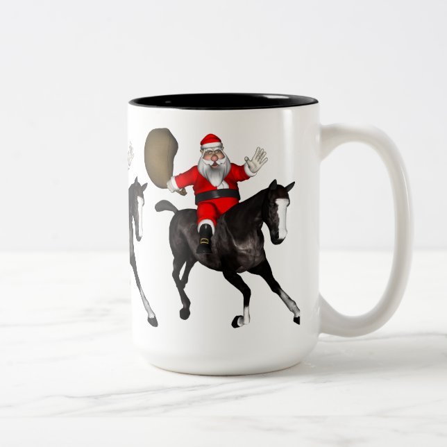 Tasse 2 Couleurs Le Père Noël Monte Un Cheval Noir (Droit)