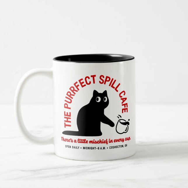 Tasse 2 Couleurs Le Purrfect Spill Cafe 11 oz. (Gauche)