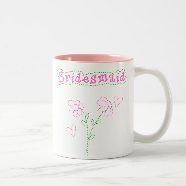 Tasse 2 Couleurs Le rose fleurit la demoiselle d'honneur (Droit)