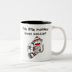 Tasse 2 Couleurs Le singe de chaussette aime le football