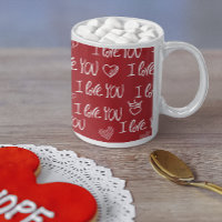 Le thème de Valentine Rouge Blanc Je t'aime Motif