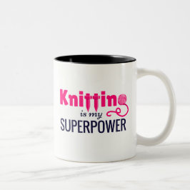 Tasse 2 Couleurs Le tricot est la ma superpuissance dans le rose