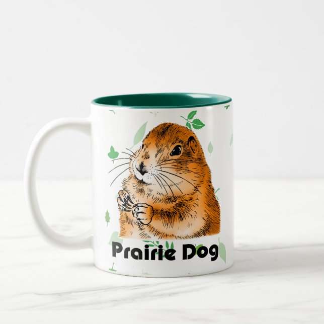 Tasse 2 Couleurs le visage de chien de prairie (2) (Gauche)