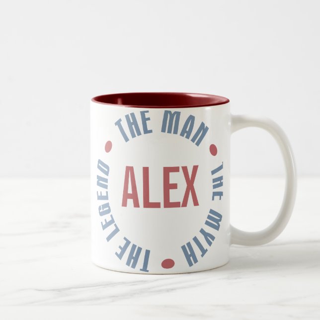 Tasse 2 Couleurs Légende de mythe d'homme d'Alex personnalisable (Droit)