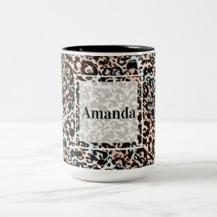 Tasse 2 Couleurs léopard, tendance, tacheté, brun, personnalisé