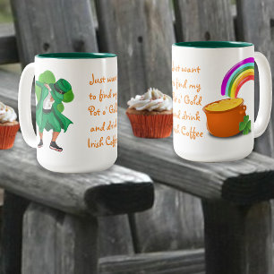 Tasse 2 Couleurs Leprechaun Pot o'Gold Rainbow Irish Coffee