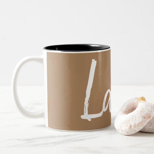 Tasse 2 Couleurs Les amateurs de café en latte typographie (Avec donut)