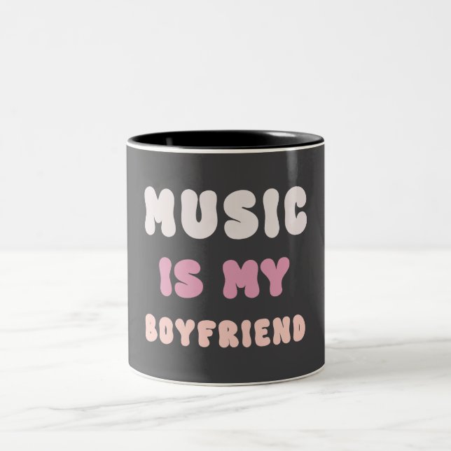 Tasse 2 Couleurs les années 70 Typographie Super - La musique est m (Centre)