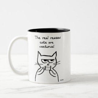 Tasse 2 Couleurs Les chats sont debout toute la nuit - Drôle de caf