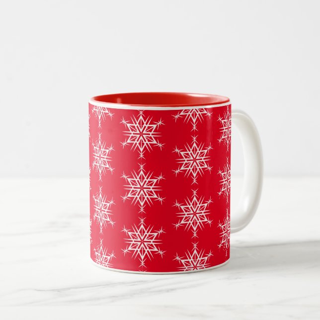Tasse 2 Couleurs Les flocons de neige de Noël (Devant droit)