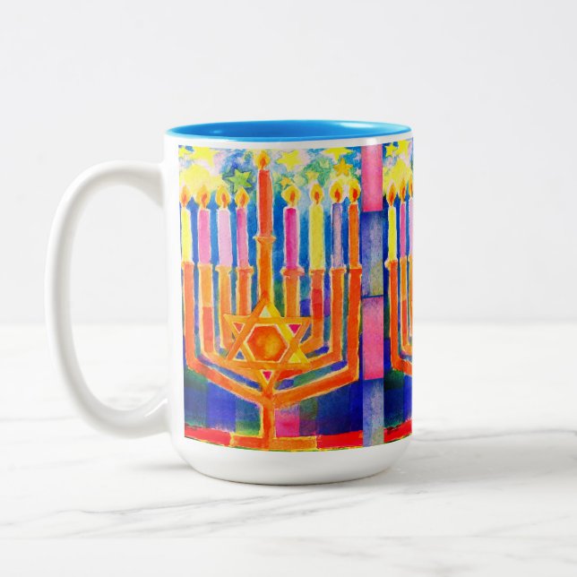 Tasse 2 Couleurs Les lumières de Chanukah (Gauche)