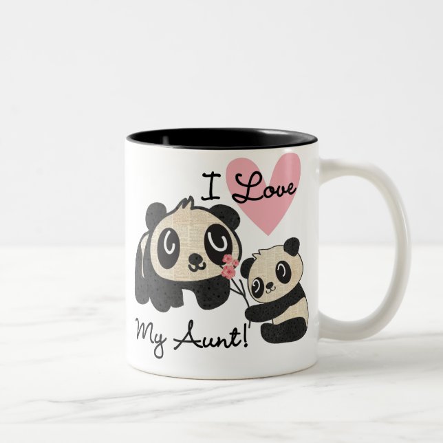 Tasse 2 Couleurs Les pandas I aiment ma tante (Droit)