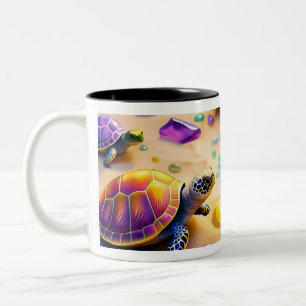 Tasse 2 Couleurs "Les tortues au paradis"