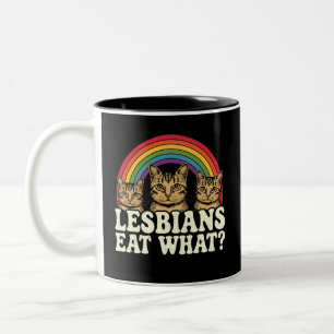 Tasse 2 Couleurs Lesbiennes mangent quoi Meme vintage de la fierté 
