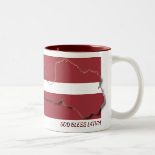 Tasse 2 Couleurs LETTONIE CARTE DRAPEAU Écriture Customisée