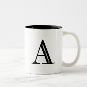 Tasse 2 Couleurs Lettre A - noir de damassé