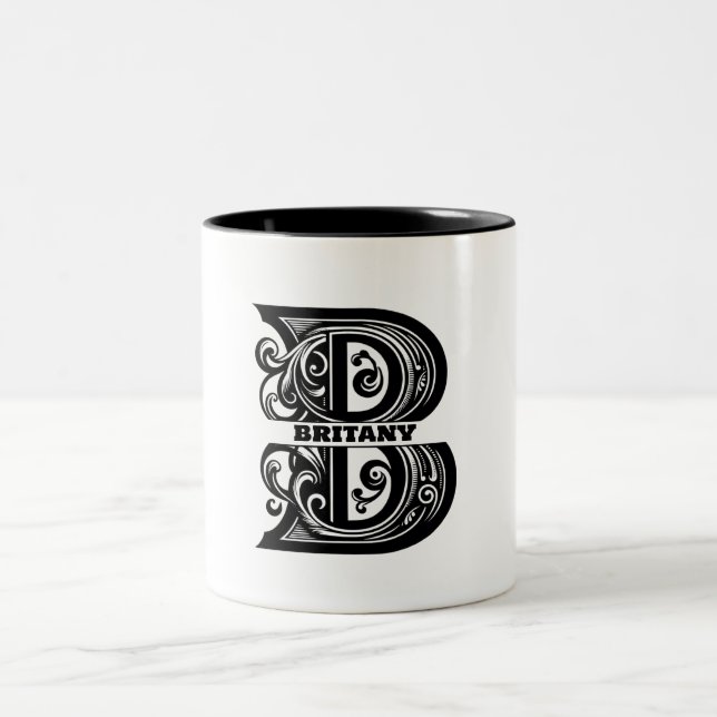Tasse 2 Couleurs Lettre B Monogramme personnalisé (Centre)
