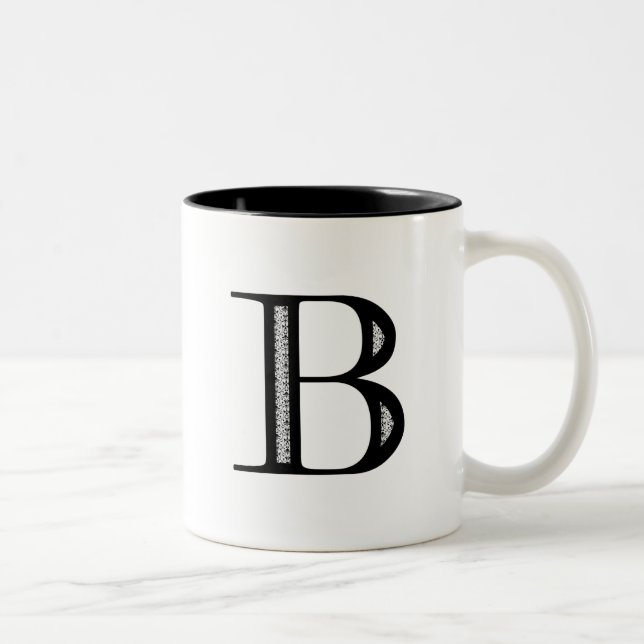 Tasse 2 Couleurs Lettre B - noir de damassé (Droit)