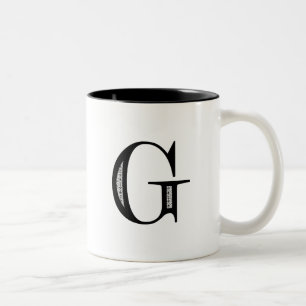 Tasse 2 Couleurs Lettre G - noir de damassé