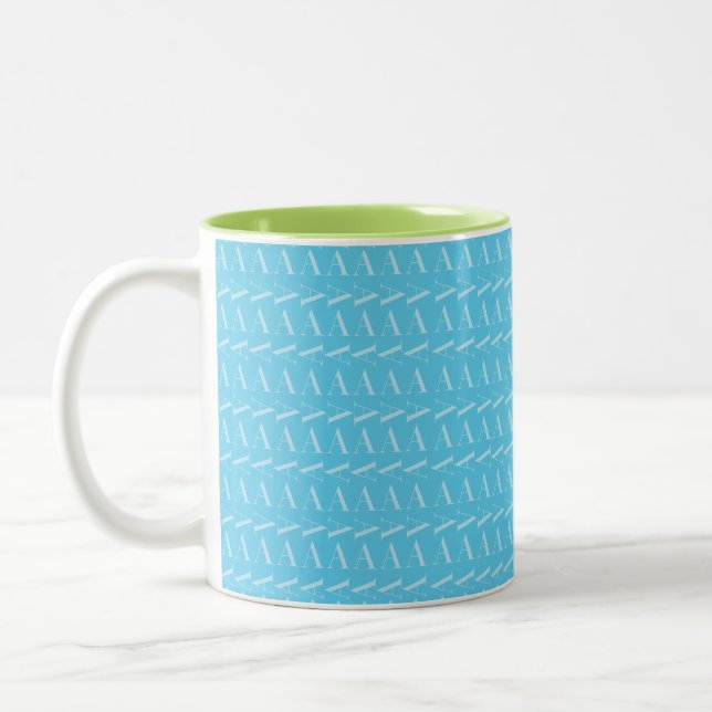 Tasse 2 Couleurs Lettre initiale A, Aqua Blue (Gauche)