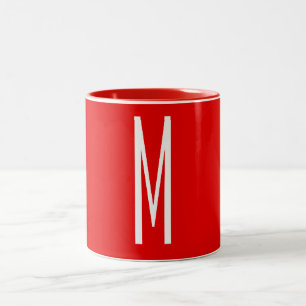 Tasse 2 Couleurs Lettre initiale Monogramme Style moderne Rouge Bla