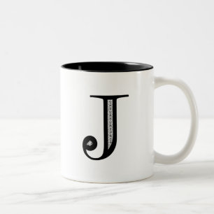 Tasse 2 Couleurs Lettre J - noir de damassé