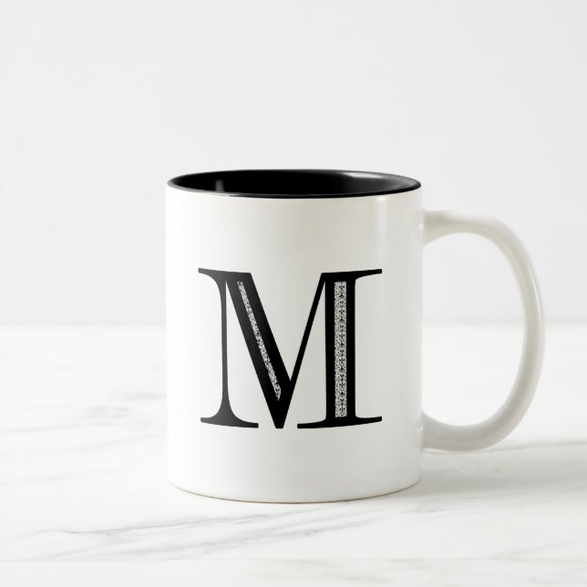 Tasse 2 Couleurs Lettre M - noir de damassé (Droit)