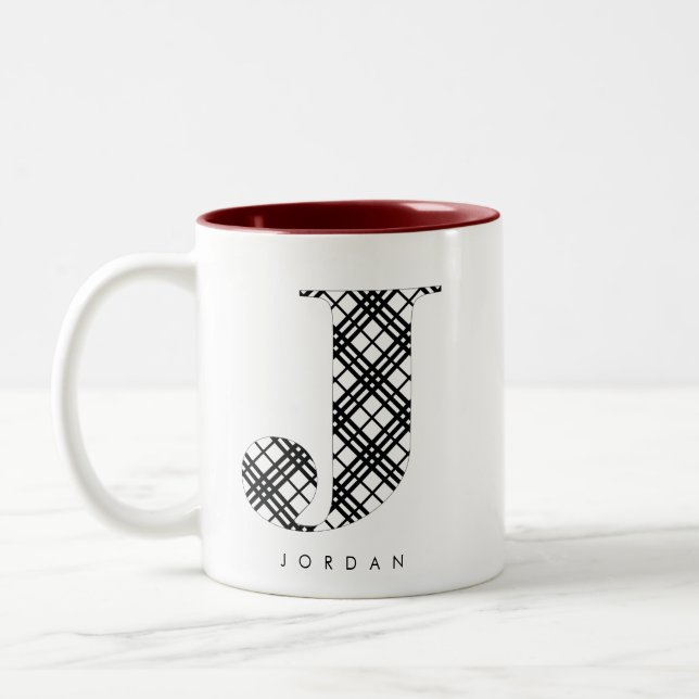 TASSE 2 COULEURS LETTRE PLAN NOIR ET BLANC J (Gauche)