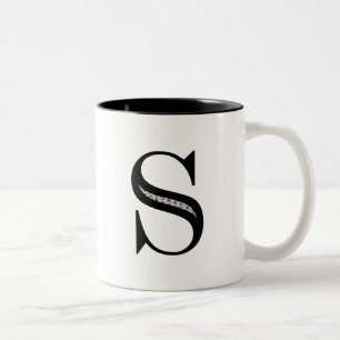 Tasse 2 Couleurs Lettre S - noir de damassé