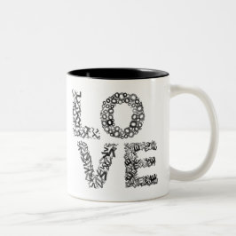 Tasse 2 Couleurs Lettres d'amour-Noir
