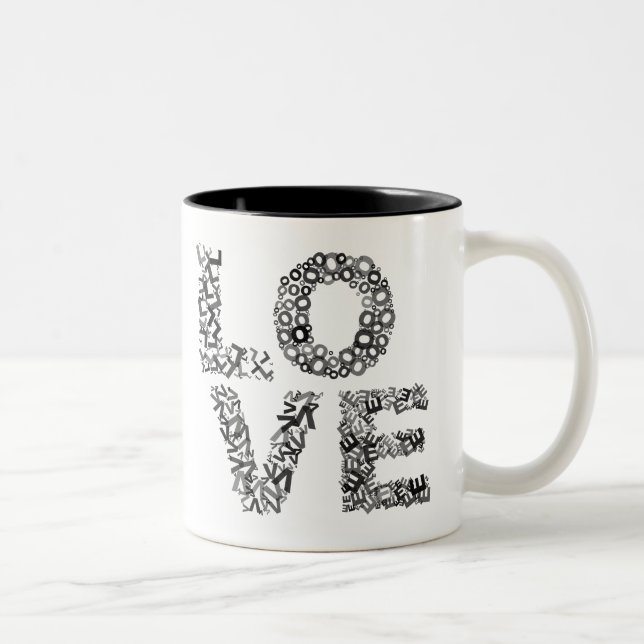 Tasse 2 Couleurs Lettres d'amour-Noir (Droit)
