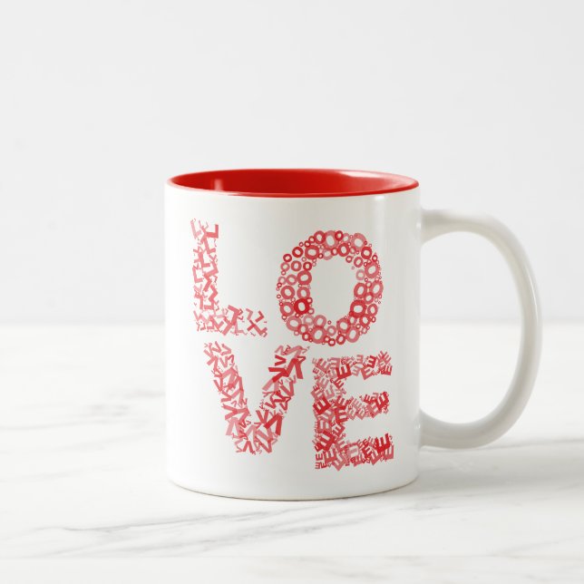 Tasse 2 Couleurs Lettres d'amour-Rouge (Droit)