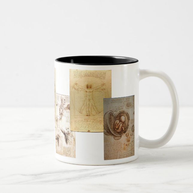 Tasse 2 Couleurs L'étude de Davinvi de l'anatomie (Droit)