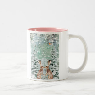 Tasse 2 Couleurs lièvre d'hiver magique noël