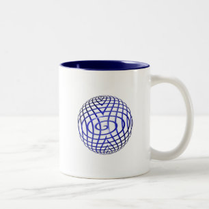 Tasse 2 Couleurs Ligne Bleue Mince Globe & Bouton lumineux