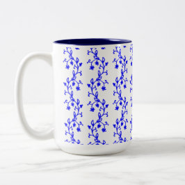 Tasse 2 Couleurs Lignes florales bleues