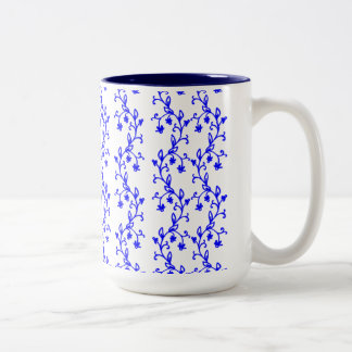 Tasse 2 Couleurs Lignes florales bleues
