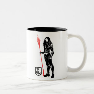 Tasse 2 Couleurs Ligue de Justice   Aquaman Pose Noir Pop Art