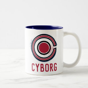 Tasse 2 Couleurs Ligue de Justice   Symbole de cyborg brosse et dem