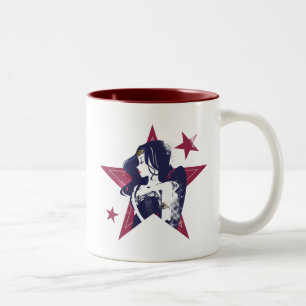 Tasse 2 Couleurs Ligue de Justice   Wonder Woman & Stars Pop Art