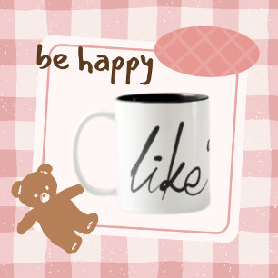 Tasse 2 Couleurs Like and Love, Black Typography